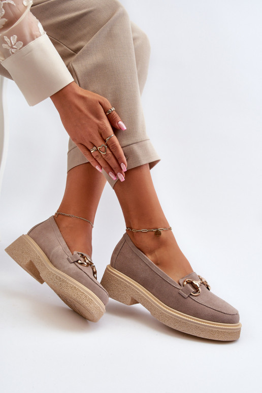 Zazoo 3429 Seemisnahast mokassiinid Pealiste omad kaunistustega Cappuccino Zazoo 3429 Seemisnahast mokassiinid Pealiste omad kaunistustega Cappuccino