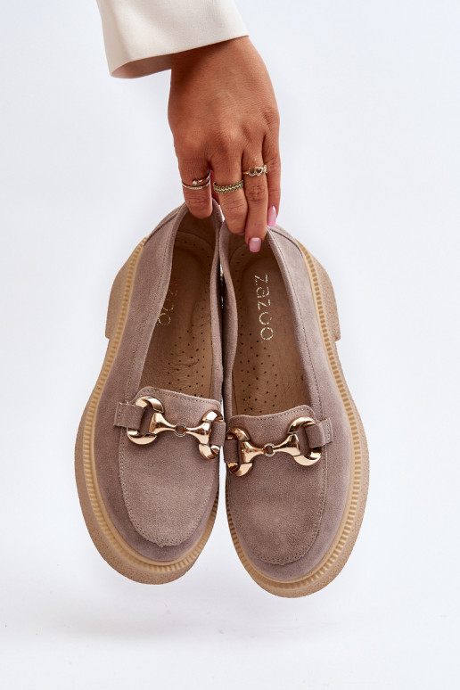 Zazoo 3429 Seemisnahast mokassiinid Pealiste omad kaunistustega Cappuccino Zazoo 3429 Seemisnahast mokassiinid Pealiste omad kaunistustega Cappuccino