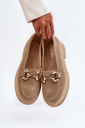 Zazoo 3429 Seemisnahast mokassiinid Pealiste omad kaunistustega beeži värvi 2