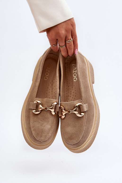 Zazoo 3429 Seemisnahast mokassiinid Pealiste omad kaunistustega beeži värvi Zazoo 3429 Seemisnahast mokassiinid Pealiste omad kaunistustega beeži värvi