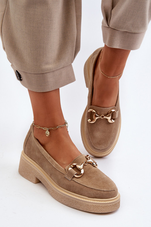 Zazoo 3429 Seemisnahast mokassiinid Pealiste omad kaunistustega beeži värvi Zazoo 3429 Seemisnahast mokassiinid Pealiste omad kaunistustega beeži värvi