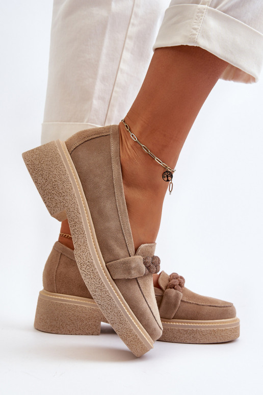 Zazoo 3429/IN Elegantne mokassinid kaunistustega beeži värvi Zazoo 3429/IN Elegantne mokassinid kaunistustega beeži värvi