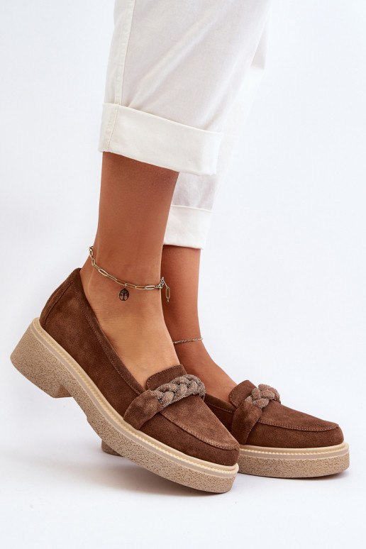 Zazoo 3429/IN Elegantne mokassinid kaunistustega pruunid värvi Zazoo 3429/IN Elegantne mokassinid kaunistustega pruunid värvi