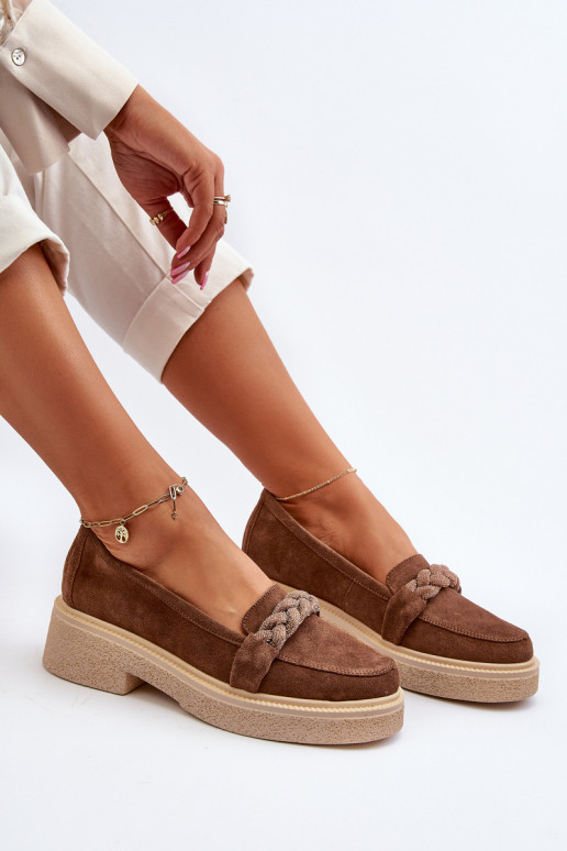 Zazoo 3429/IN Elegantne mokassinid kaunistustega pruunid värvi Zazoo 3429/IN Elegantne mokassinid kaunistustega pruunid värvi