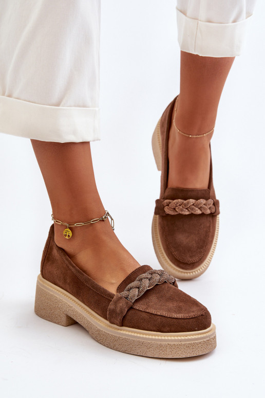 Zazoo 3429/IN Elegantne mokassinid kaunistustega pruunid värvi Zazoo 3429/IN Elegantne mokassinid kaunistustega pruunid värvi