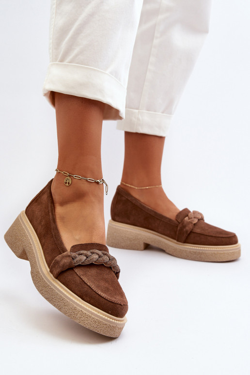 Zazoo 3429/IN Elegantne mokassinid kaunistustega pruunid värvi Zazoo 3429/IN Elegantne mokassinid kaunistustega pruunid värvi