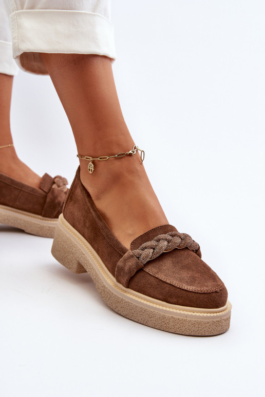 Zazoo 3429/IN Elegantne mokassinid kaunistustega pruunid värvi Zazoo 3429/IN Elegantne mokassinid kaunistustega pruunid värvi