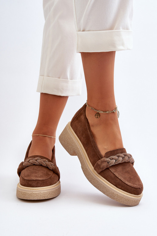 Zazoo 3429/IN Elegantne mokassinid kaunistustega pruunid värvi Zazoo 3429/IN Elegantne mokassinid kaunistustega pruunid värvi