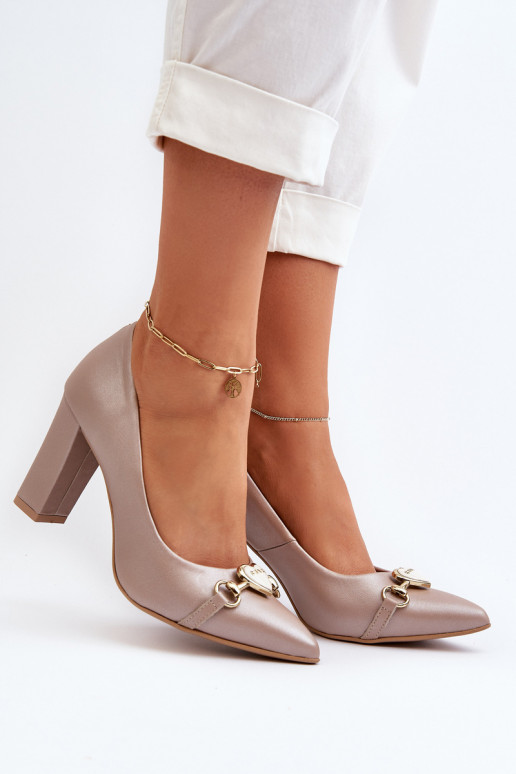 Zazoo 2453/OS Pealhk Kingad kõrge jämeda kontsaga südametega pärlmutri värvi