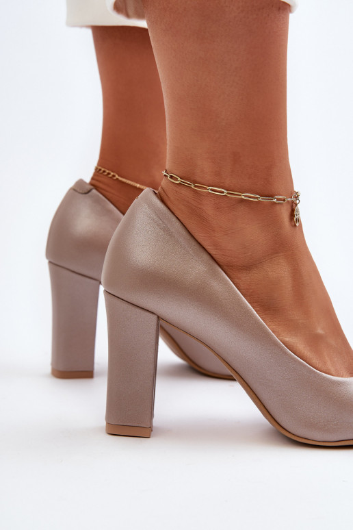 Zazoo 2453/OS Pealhk Kingad kõrge jämeda kontsaga südametega pärlmutri värvi