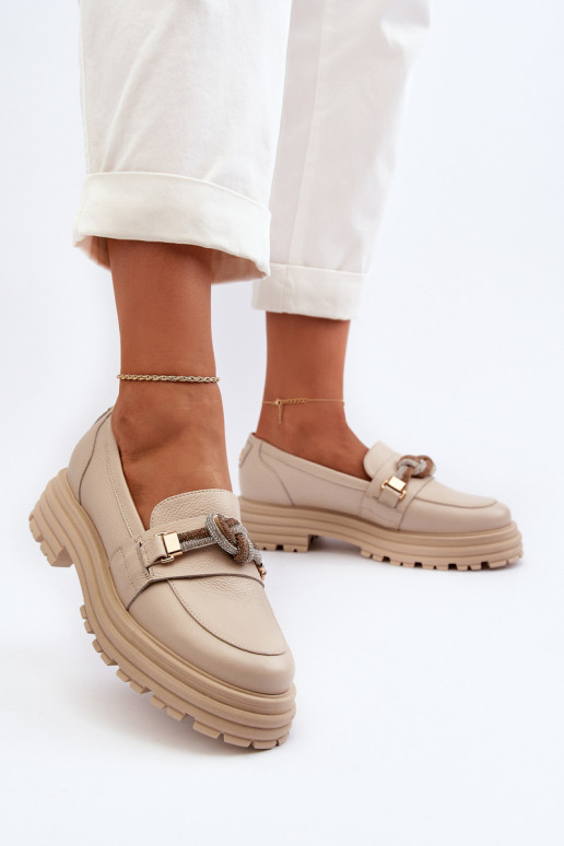 Pealhk naiste mokassiinid kaunistustega Laura Messi 2780 beeži värvi Pealhk naiste mokassiinid kaunistustega Laura Messi 2780 beeži värvi