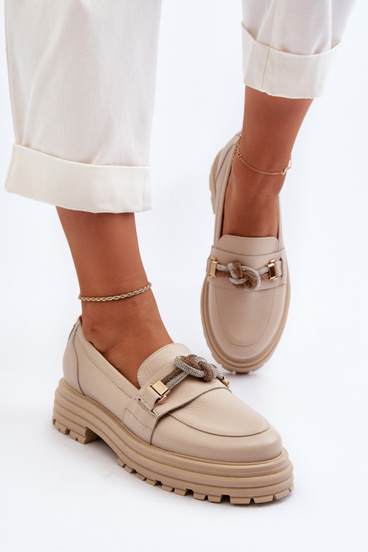 Pealhk naiste mokassiinid kaunistustega Laura Messi 2780 beeži värvi Pealhk naiste mokassiinid kaunistustega Laura Messi 2780 beeži värvi