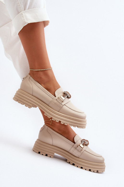 Pealhk naiste mokassiinid kaunistustega Laura Messi 2780 beeži värvi Pealhk naiste mokassiinid kaunistustega Laura Messi 2780 beeži värvi