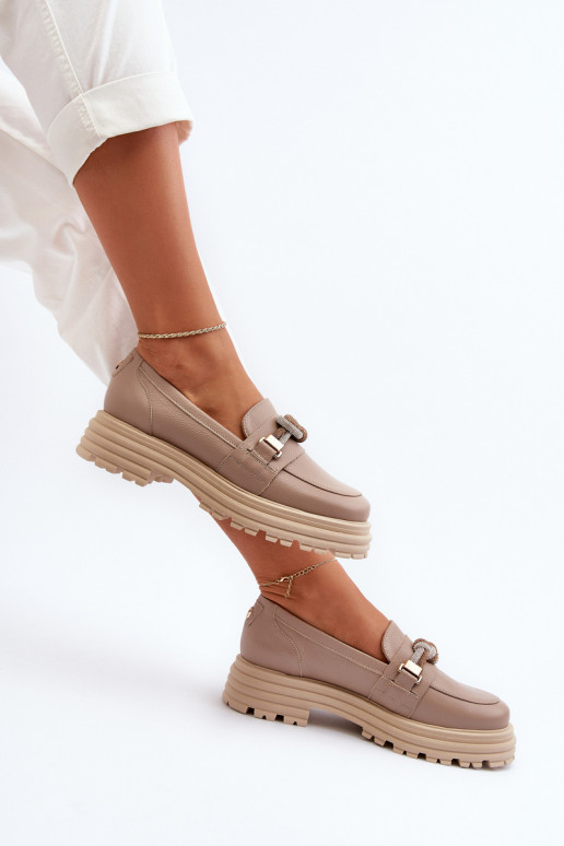 Pealhk naiste mokassiinid kaunistustega Laura Messi 2780 beeži värvi Pealhk naiste mokassiinid kaunistustega Laura Messi 2780 beeži värvi