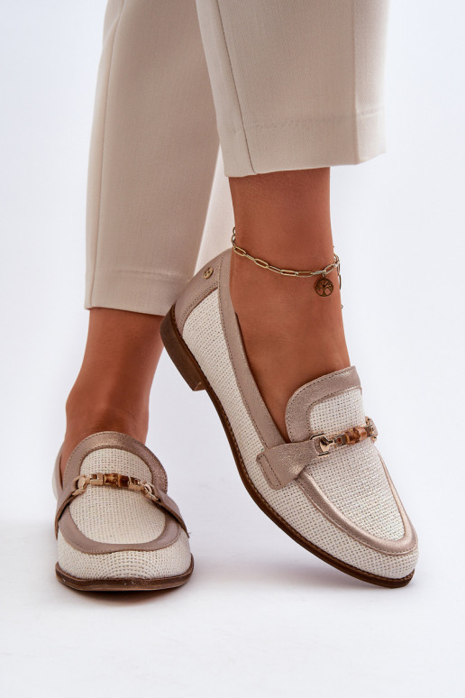 Pealhk Mokassiinid kaunistustega Kuldset värvi Sellel onciejka 06442-25 Kuldset värvi Pealhk Mokassiinid kaunistustega Kuldset värvi Sellel onciejka 06442-25 Kuldset värvi