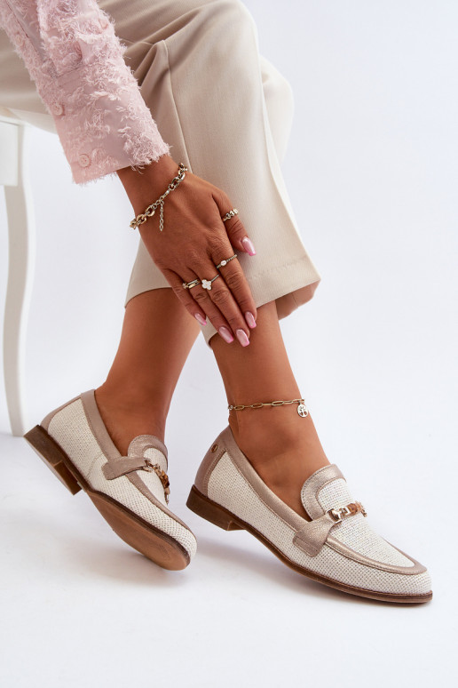 Pealhk Mokassiinid kaunistustega Kuldset värvi Sellel onciejka 06442-25 Kuldset värvi Pealhk Mokassiinid kaunistustega Kuldset värvi Sellel onciejka 06442-25 Kuldset värvi