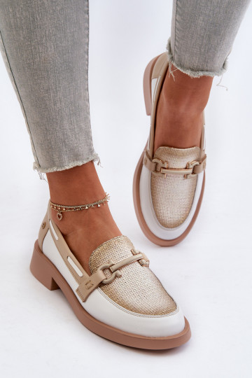 Pealhk Mokassiinid jalatsid Pealiste omad Sellel onciejka 06493-11 Valget-beeži värvi