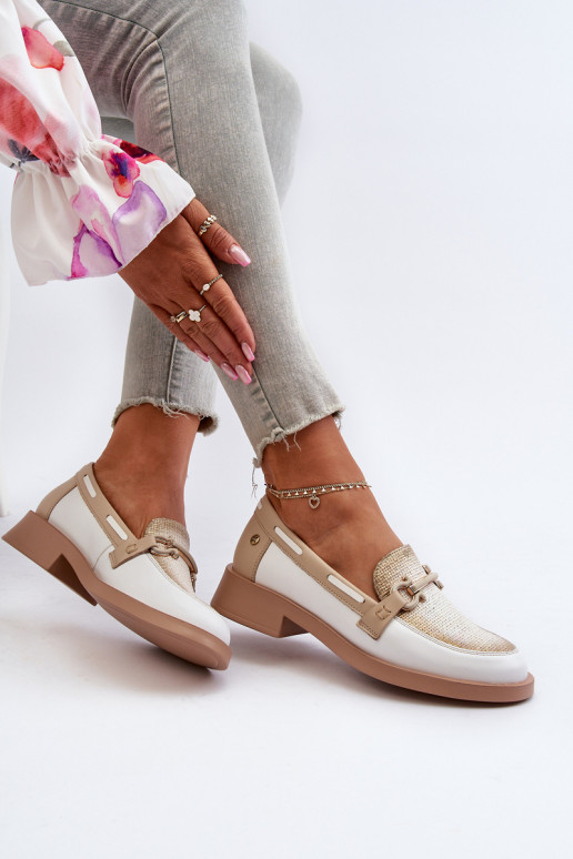 Pealhk Mokassiinid jalatsid Pealiste omad Sellel onciejka 06493-11 Valget-beeži värvi