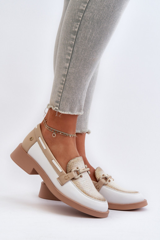 Pealhk Mokassiinid jalatsid Pealiste omad Sellel onciejka 06493-11 Valget-beeži värvi