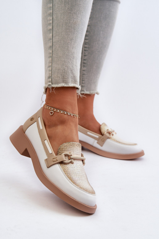 Pealhk Mokassiinid jalatsid Pealiste omad Sellel onciejka 06493-11 Valget-beeži värvi