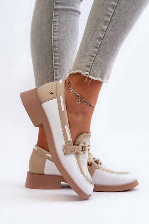 Pealhk Mokassiinid jalatsid Pealiste omad Sellel onciejka 06493-11 Valget-beeži värvi