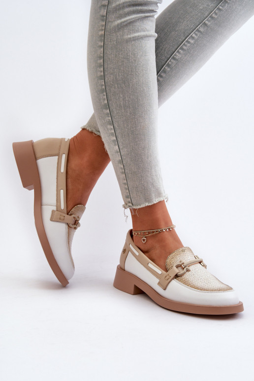 Pealhk Mokassiinid jalatsid Pealiste omad Sellel onciejka 06493-11 Valget-beeži värvi