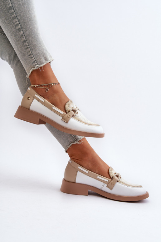 Pealhk Mokassiinid jalatsid Pealiste omad Sellel onciejka 06493-11 Valget-beeži värvi