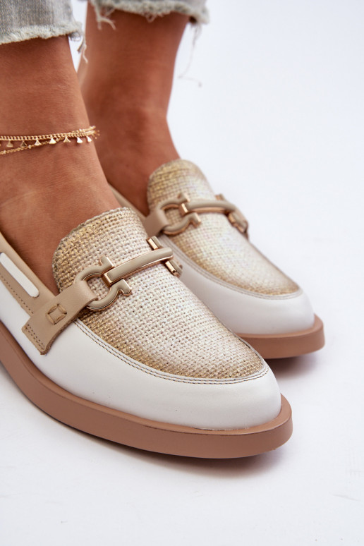 Pealhk Mokassiinid jalatsid Pealiste omad Sellel onciejka 06493-11 Valget-beeži värvi