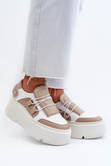 Zazoo 1833 Sneakers tüüpi jalanõud Pealiste omad Pealhk Sellel onssiivsel tallal beeži värvi-valget värvi