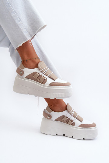 Zazoo 1833 Sneakers tüüpi jalanõud Pealiste omad Pealhk Sellel onssiivsel tallal beeži värvi-valget värvi 2