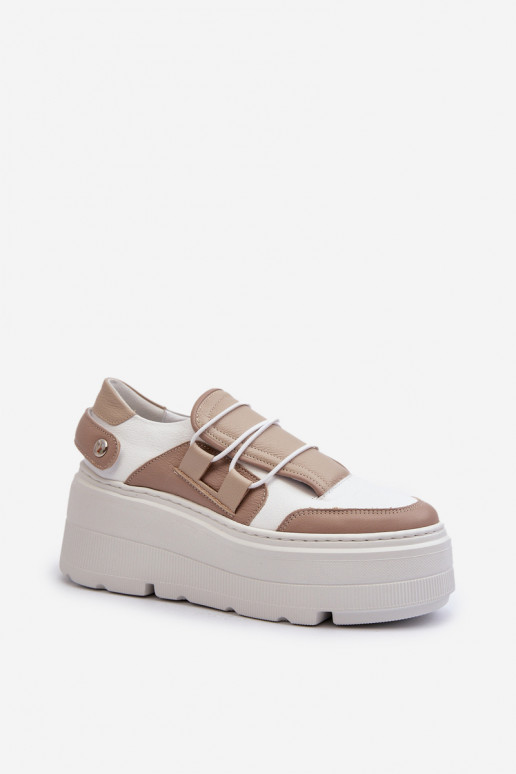 Zazoo 1833 Sneakers tüüpi jalanõud Pealiste omad Pealhk Sellel onssiivsel tallal beeži värvi-valget värvi Zazoo 1833 Sneakers tüüpi jalanõud Pealiste omad Pealhk Sellel onssiivsel tallal beeži värvi-valget värvi