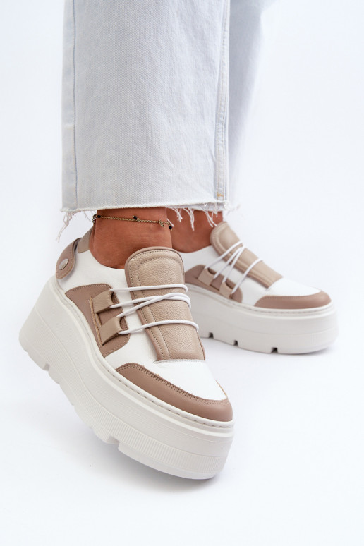 Zazoo 1833 Sneakers tüüpi jalanõud Pealiste omad Pealhk Sellel onssiivsel tallal beeži värvi-valget värvi Zazoo 1833 Sneakers tüüpi jalanõud Pealiste omad Pealhk Sellel onssiivsel tallal beeži värvi-valget värvi