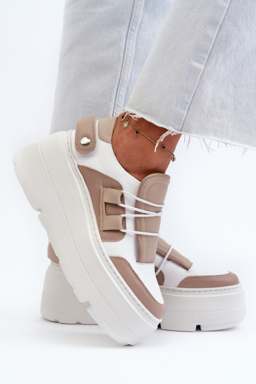 Zazoo 1833 Sneakers tüüpi jalanõud Pealiste omad Pealhk Sellel onssiivsel tallal beeži värvi-valget värvi Zazoo 1833 Sneakers tüüpi jalanõud Pealiste omad Pealhk Sellel onssiivsel tallal beeži värvi-valget värvi