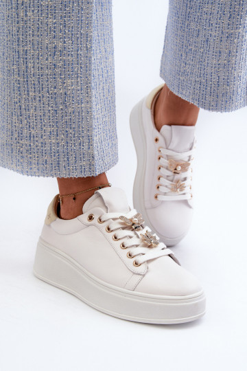 Pealhk Sneakers tüüpi jalanõud Pealiste omad platvormigaPrzypinkami D&A SN67 valget värvi