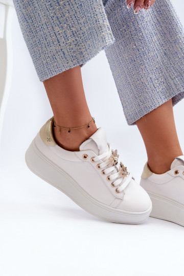 Pealhk Sneakers tüüpi jalanõud Pealiste omad platvormigaPrzypinkami D&A SN67 valget värvi 2
