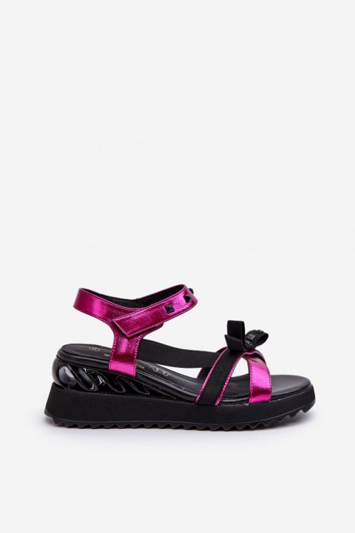 Pealistesandaalid lipsukesega D&A CR956 tumeroosad värvi