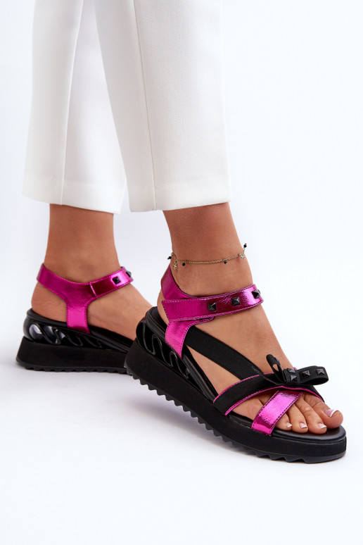 Pealistesandaalid lipsukesega D&A CR956 tumeroosad värvi