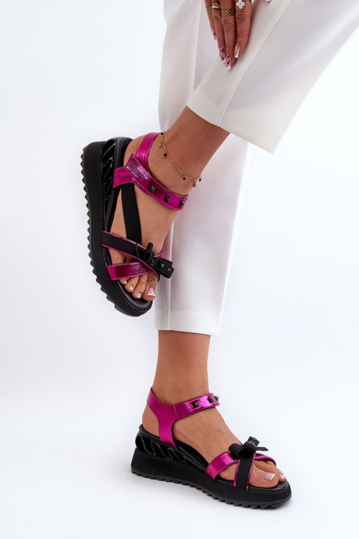 Pealistesandaalid lipsukesega D&A CR956 tumeroosad värvi