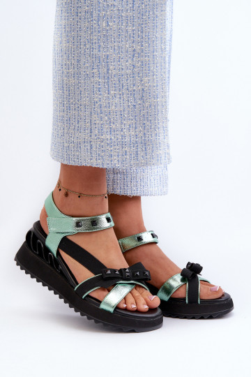D&A CR956 rohelised naiste sandaalid lipsudega 2