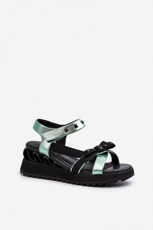 Pealistesandaalid lipsukesega D&A CR956 Rohelist värvi