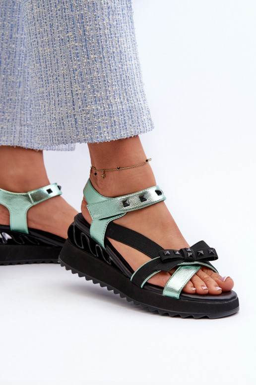 Pealistesandaalid lipsukesega D&A CR956 Rohelist värvi