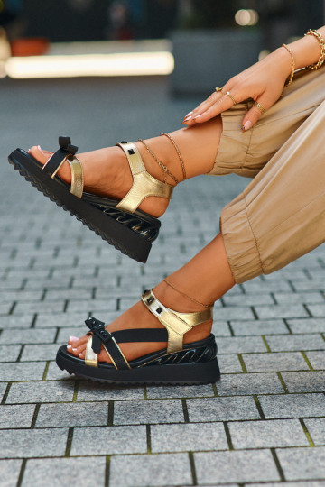 Pealistesandaalid lipsukesega D&A CR956 Kuldset värvi