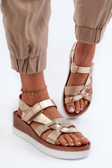 Zazoo 40397 kuldsed naiste sandaalid platvormiga 2