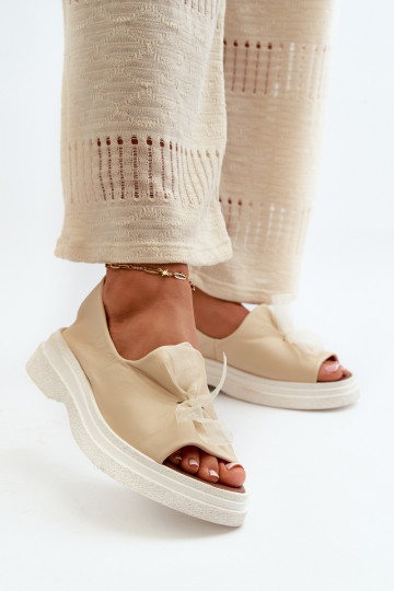 Zazoo 2939 Pealistesandaalid Pealiste omad lipsukesega Elevandiluu värvi