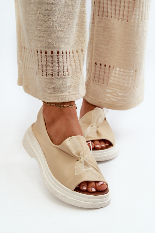 Zazoo 2939 Pealistesandaalid Pealiste omad lipsukesega Elevandiluu värvi