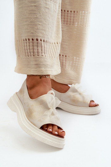 Zazoo 2939 Pealistesandaalid Pealiste omad lipsukesega Kuldset värvi Przecierany