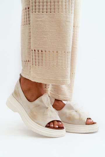 Zazoo 2939 Pealistesandaalid Pealiste omad lipsukesega Kuldset värvi Przecierany 2