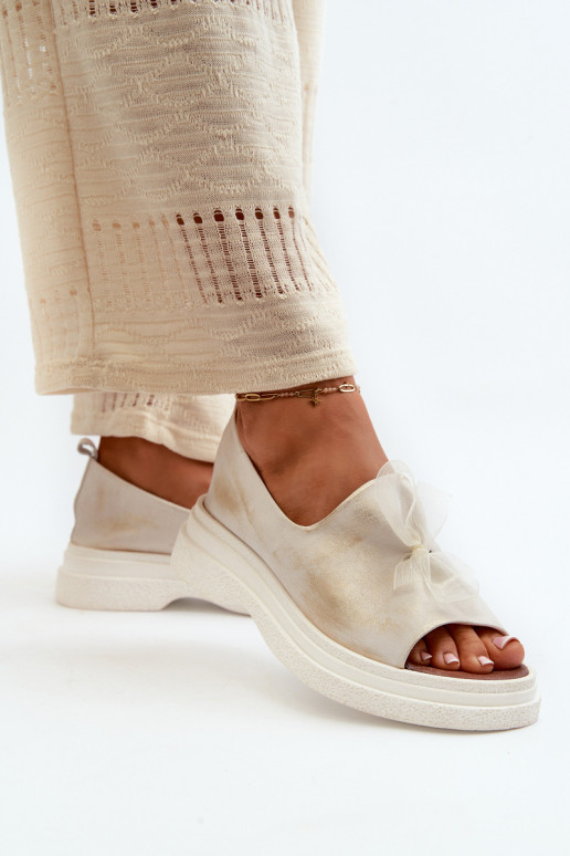 Zazoo 2939 Pealistesandaalid Pealiste omad lipsukesega Kuldset värvi Przecierany Zazoo 2939 Pealistesandaalid Pealiste omad lipsukesega Kuldset värvi Przecierany