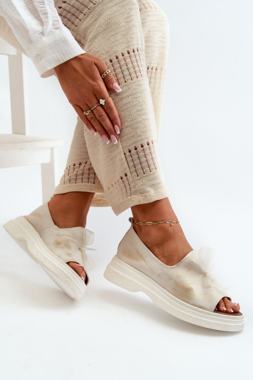 Zazoo 2939 Pealistesandaalid Pealiste omad lipsukesega Kuldset värvi Przecierany Zazoo 2939 Pealistesandaalid Pealiste omad lipsukesega Kuldset värvi Przecierany