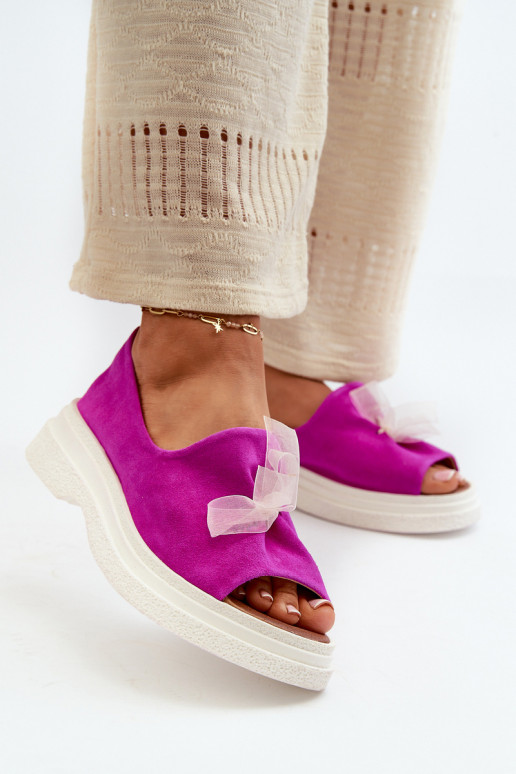 Zazoo 2939 Seemisnahksed sandaalid lipsukesega tumeroosad värvi Zazoo 2939 Seemisnahksed sandaalid lipsukesega tumeroosad värvi